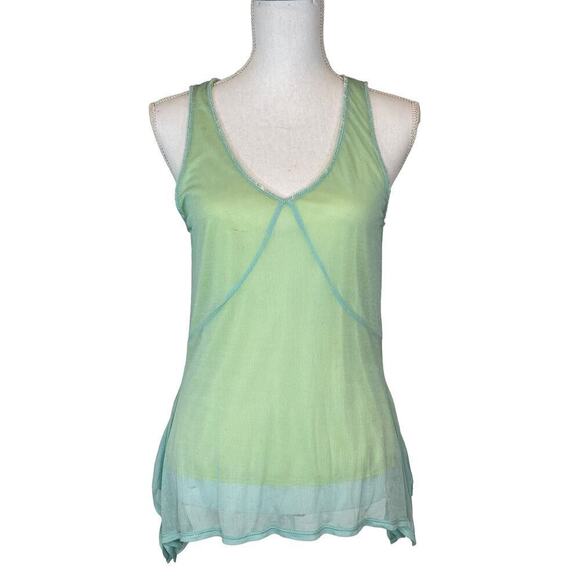 DKNYC Tops - Vintage Y2K DKNY Top Mesh Green and Blue Size M